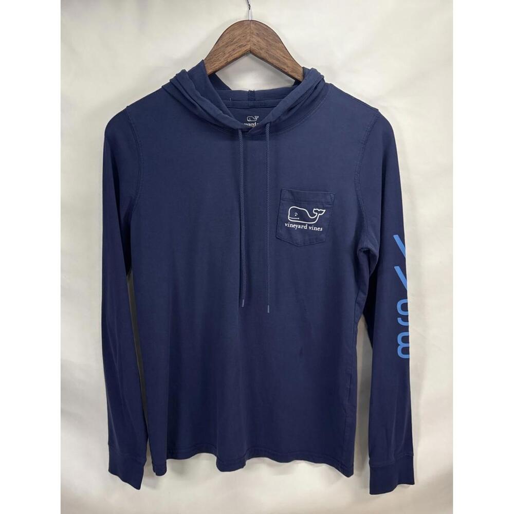 Vineyard Vines Sweatshirt Men's Small Hooded Pullover Flag Whale Logo VV 98
